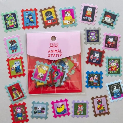 Yumi Kitagishi: Flake Stickers 20 pcs Set - ANIMAL STAMP -