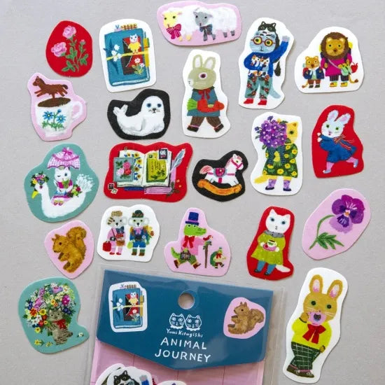 Yumi Kitagishi: Flake Stickers 20 pcs Set - ANIMAL JOURNEY -