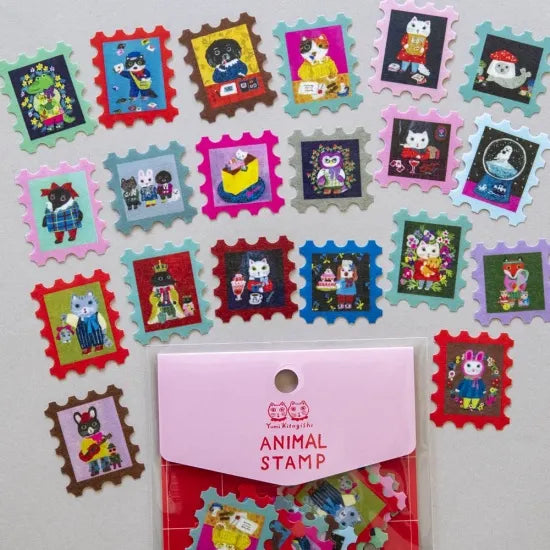 Yumi Kitagishi: Flake Stickers 20 pcs Set - ANIMAL STAMP -