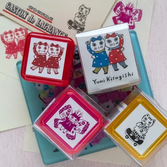 Yumi Kitagishi: Self-inking Stamp - Outing Cat -, penetration stamp