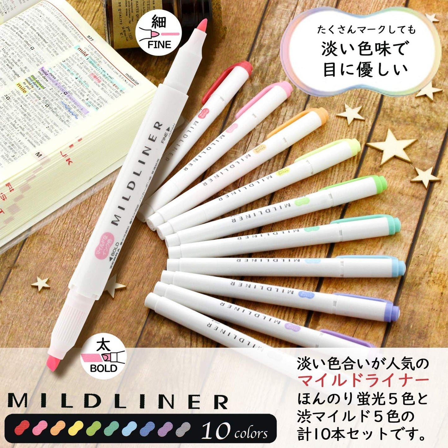 Zebra Mildliner Highlighter Pen 10 Colors Set, Hobonichi Accessories