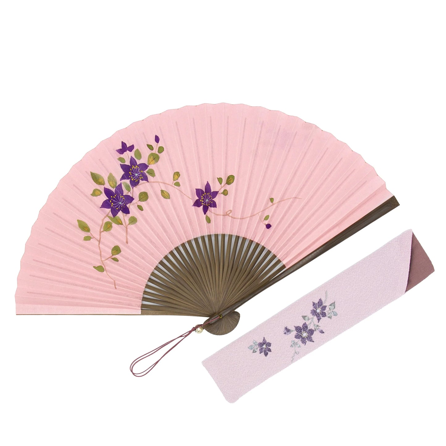 Kyo-sensu (Japanese folding fan) for Women - Clematis - , Made in Kyoto, Japan, Kyoto sensu