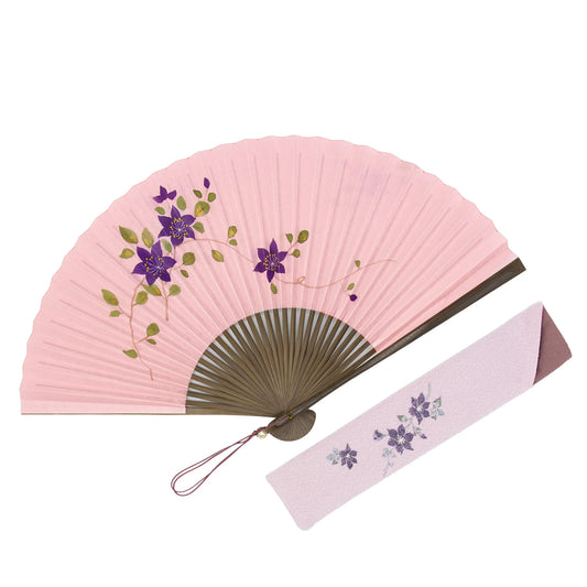 Kyo-sensu (Japanese folding fan) for Women - Clematis - , Made in Kyoto, Japan, Kyoto sensu